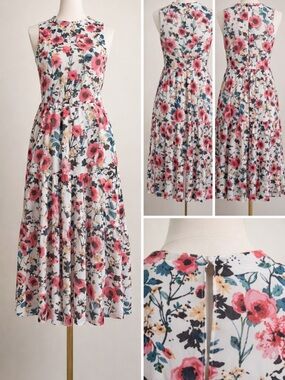 Lulus Floral Midi Dress Small 🌸 Spring Wedding Guest / Brunch / Date Dress